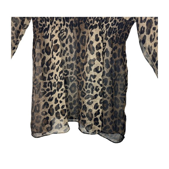 SOLD sheer silk cheetah print long sleeve shirt inc international concepts 14 - Picture 6 of 15